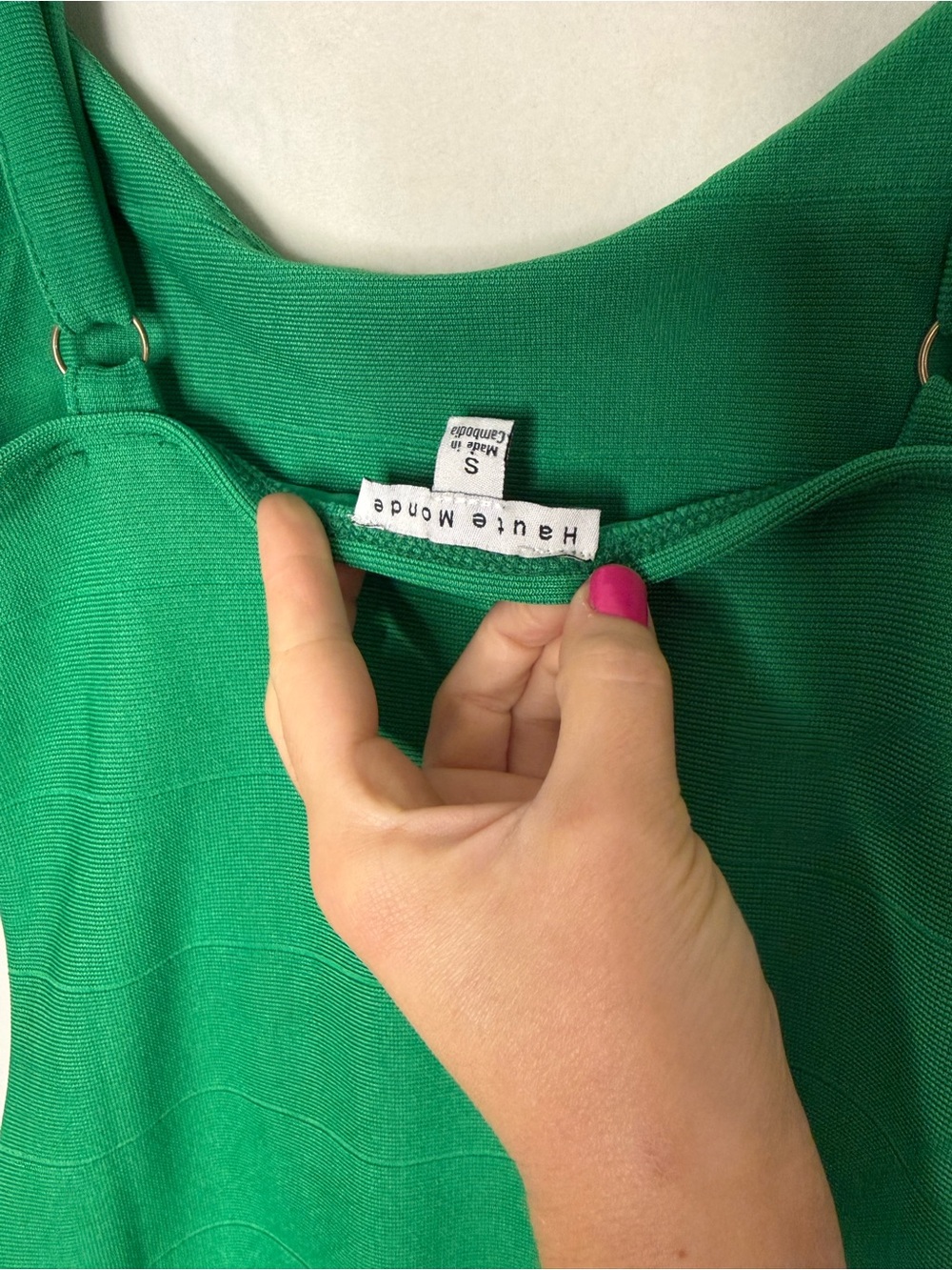 Haute Monde Emerald Green Bodycon Spaghetti Strap Mini Dress - Picture 4 of 4